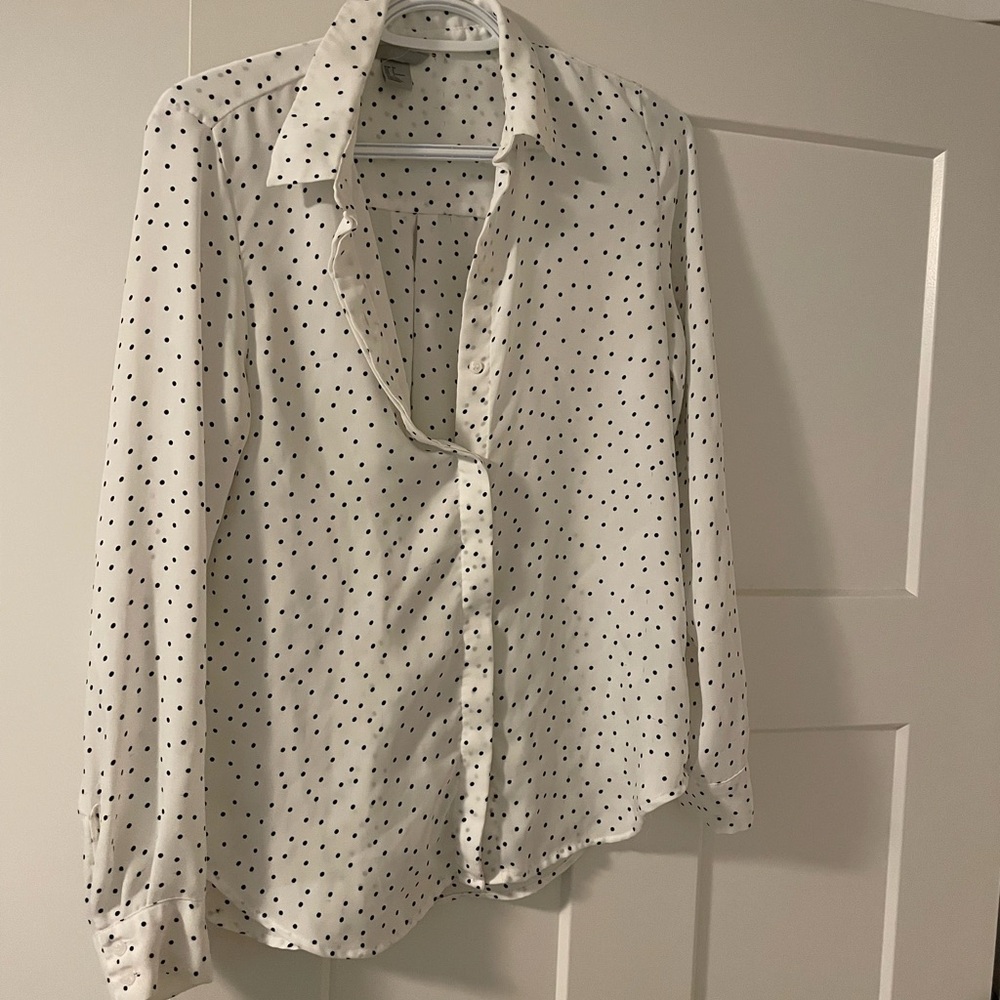 H&M White Shirt with Black Dots